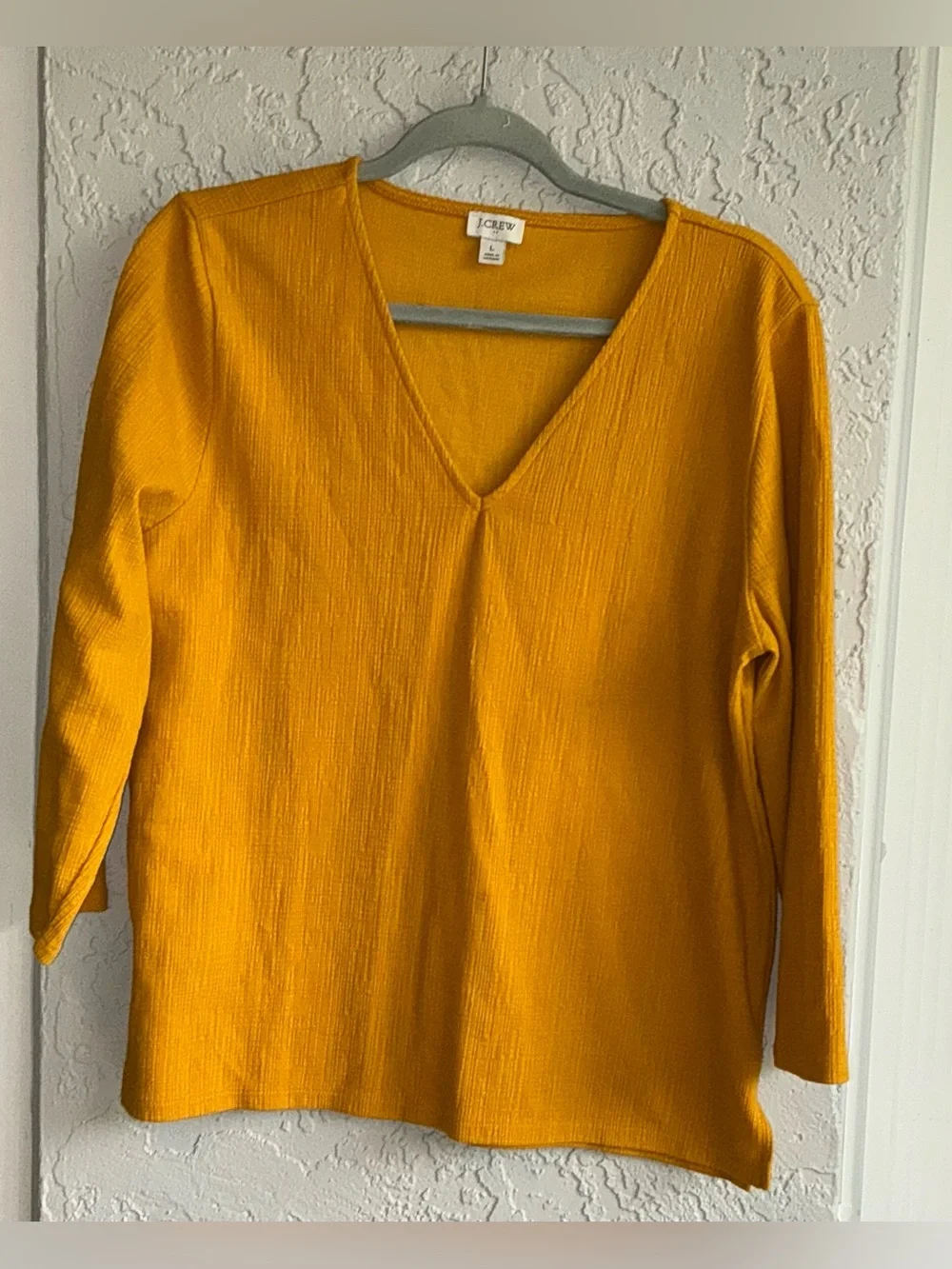 J. Crew V-Neck Long Sleeve Top in Mustard